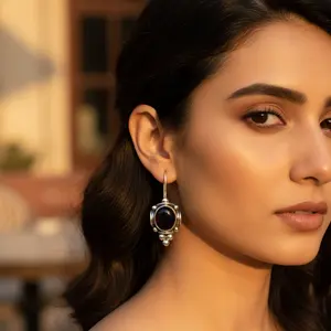 Bijoux en argent 925 pour femmes, élégantes boucles d'oreilles pendantes en améthyste, accessoire de mode - Product Image 2