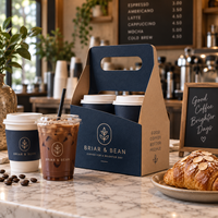 Boîte de transport pour tasses à café personnalisée AT PACK avec poignée, porte-tasses pour 2 et 4 tasses, emballage à emporter pour cafés et restaurants