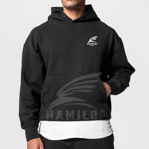 เสื้อมีฮู้ดแบบสวมหัวผ้าฝ้าย100% ทนทานสำหรับผู้ชายระบายอากาศได้และย้อมสีล้วนพร้อมลายตัวอักษรสำหรับฤดูหนาว - Product Image 1