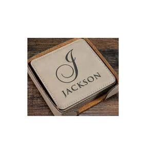 Wholesale <b>Leather</b> Coaster for Office Home Drink Ware Glass Dining Table <b>Leather</b> Coaster New Looking Customized Logo - Product Image 3