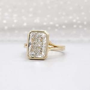 IGI Certified Radiant Cut Engagement <b>Ring</b> Bezel Set <b>Diamond</b> <b>Ring</b> - Product Image 3