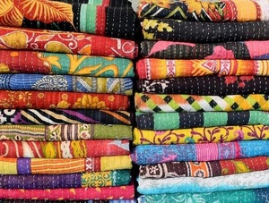 Wholesale Lot of <b>Indian</b> Vintage Reversible Kantha <b>Quilt</b> Handmade Cotton Fabric Recycled Kantha for Hotel Use - Product Image 5