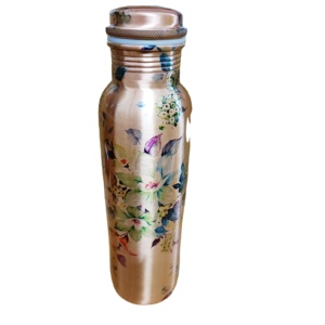 Copper Direct Drinking Hand <b>Water</b> <b>Bottle</b> Floral Design Hammered Pattern Plain Diamond Pattern Healthy Plastic Drinkware - Product Image 1