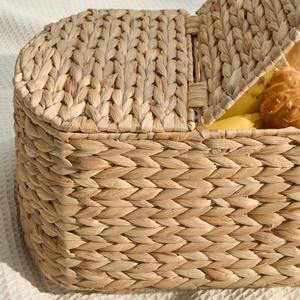 Water Hyacinth Woven Brown Oval Handmade Storage <b>Basket</b> Wholesale eco-friendly Made in Vietnam - Product Image 3