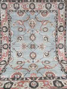 พรมด้านนอกขนาด5x8สำหรับห้องนอน/ห้องนั่งเล่นพรมขนสัตว์พรมปูพื้นสีฟ้าและสีเบจสไตล์ตุรกีปรับแต่งได้ - Product Image 2