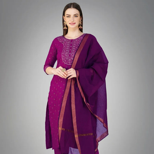 นวมคลุมหน้าสไตล์อินเดียปากีสถานพร้อมทําชุดผ้าฝ้ายผู้หญิงเย็บชุดผู้หญิงที่สง่างาม - Product Image 1