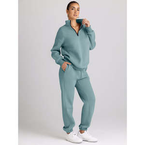 Conjunto Deportivo de Dos Piezas de Felpa para Mujer, Otoño/Invierno, Informal, con Logotipo Personalizado, Transpirable, con Capucha, de Poliéster/Algodón, Estilo Urbano - Product Image 5