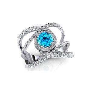 พลอยบุษราคัมสีฟ้าสวิสสุดเก๋และเพชรที่ผ่านการรับรองจริงของขวัญวันเกิดสำหรับคุณแม่ - Product Image 1