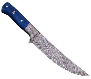 Couteau de chef de cuisine en acier damas fait à la main ZR203 lame pliante en os bleu manche en bois personnalisable usage industriel bricolage qualité - Product Image 1