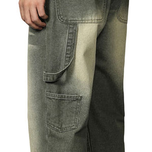 Pantalon en jean noir ample, pantalon en denim vintage délavé à l'acide avec poches décontractées, jean en vente promotionnelle avec logo personnalisé - Product Image 6