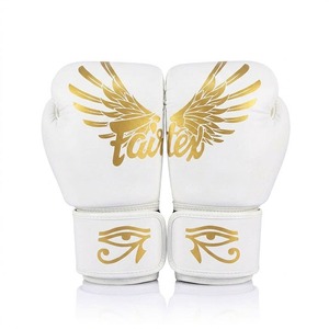 ถุงมือชกมวย Fairtex คุณภาพสูง สีขาว หนังแท้ น้ำหนักเบา ปรับแต่งโลโก้ได้ พร้อมเชือกผูก สำหรับฝึกซ้อมและแข่งขัน MMA มวยไทย - Product Image 1