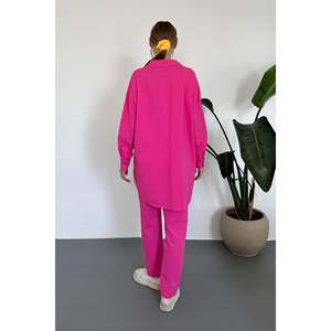 Fuchsia Washed Shirt and <b>Trousers</b> Set - Fuchsia - Product Image 5