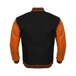 Veste noire en gros de haute qualité pour hommes avec manches en cuir veste de baseball à broderie personnalisée 2025 - Product Image 6