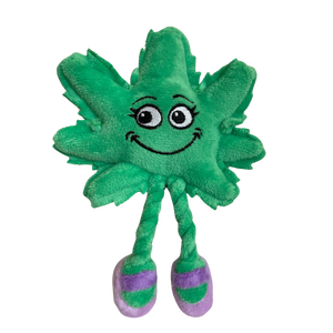 Lil' Mary Jane, adorable peluche parodique en forme de feuille de cannabis avec herbe à chat, jouet pour chat et peluche décorative pour étagère, 6 pouces - Product Image 1