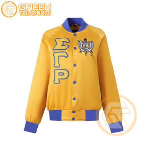 Chaqueta Universitaria Personalizada de Seda 100% con Bordado de Satén Sigma Gamma Rho, Acolchada, de Alta Calidad, Transpirable, para Mujeres - Product Image 4
