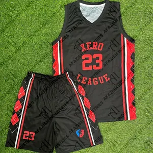 2024 terbaru kustom dibuat desain reversibel seragam basket bordir Set terbaik grosir seragam Jersey basket pria