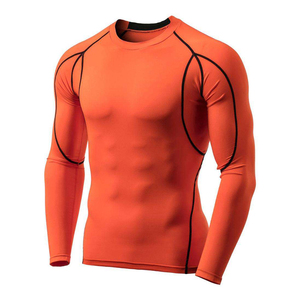 Vente en gros Chemise de compression Chemises de compression élastiques à séchage rapide pour hommes-Vêtements de fitness respirants pour grandes tailles - Product Image 5