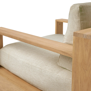 เก้าอี้โซฟาหนึ่งที่นั่งพร้อมเบาะนุ่มสบายทำจากไม้สักเป็นมิตรกับสิ่งแวดล้อมสำหรับใช้ในร่มพร้อมที่วางแขน - Product Image 4