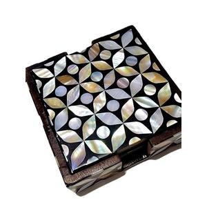 Ensemble de sous-verres en marbre incrusté de pierres de nacre naturelle Ensemble de sous-verres en nacre de qualité supérieure Hôtels et restaurants - Product Image 2