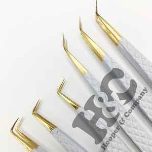 Pinzas de Diseño Nuevo, Pinzas Planas de Mink Personalizadas con Logotipo en Acero Inoxidable Rojo para Extensiones de Pestañas, Diseño de Punta Inclinada - Product Image 6