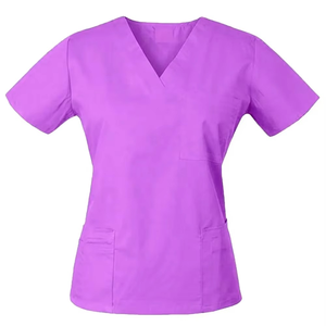 Uniforme Médico Personalizado de Moda para Mujer, Cuello en V, Transpirable, Uniforme Médico Morado Vibrante, Conjunto de Uniforme de Hospital - Product Image 2
