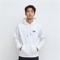 Sweat-shirt à capuche blanc pour homme, imperméable, écologique, à séchage rapide, avec poche, en polyester/nylon, polaire, brodé