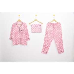 Conjunto de Pijama de Algodón con Diseño Floral Moderno, Estampado a Mano, Ropa de Dormir Ligera para Mujer, Conjunto para Estar en Casa en Verano - Product Image 1