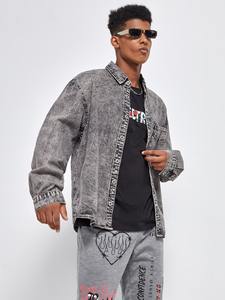 Veste en jean gris délavé décontractée de qualité supérieure, chemise en jean épaisse pour hommes, vente en gros - Product Image 6