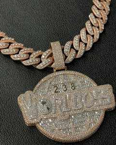 Pendentif initial personnalisable en argent sterling 925 plaqué or de haute qualité avec moissanite, style hip-hop, certifié GRA, avec nom - Product Image 3