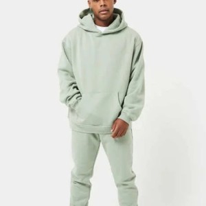 Sweat-shirt oversize vert poussière 80% coton 20% polyester avec épaules tombantes, col rond, ourlet côtelé, poignets côtelés, sweat-shirt à enfiler - Product Image 3