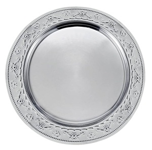 Assiette de présentation ronde en argent, design moderne, acier inoxydable, style minimaliste, vaisselle occidentale pour la maison et les hôtels - Product Image 1