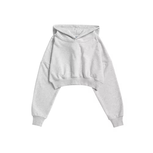 Women's Cropped Hoodie 100% Cotton Customized Sportswear Pullover Hooded Sweatshirt Winter Character Front 2024 - Product Image 1