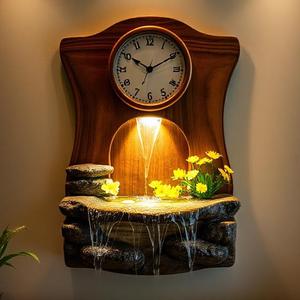<b>Wooden</b> Wall-Mounted Decor with <b>Carved</b> Angel <b>Animal</b> Cross Styles Featuring Clock Yellow Flower Waterfall Fountain Stone Material - Product Image 6