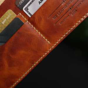 No. Cartera Larga Bifold de Cuero Genuino Hecha a Mano Estilo Vintage Color Bronceado con Cierre Abierto y Tarjetero – Estilo Encantador - Product Image 6