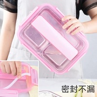 Boîte à lunch en gros à 4 compartiments en acier inoxydable 304 avec couvercle et poignée pour l'école, le bureau et la préparation des repas