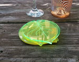 Elegant <b>Green</b> Acrylic Leaf <b>Coasters</b> Standard Design Ideal for Tabletop Protection and Home Decoration - Product Image 4
