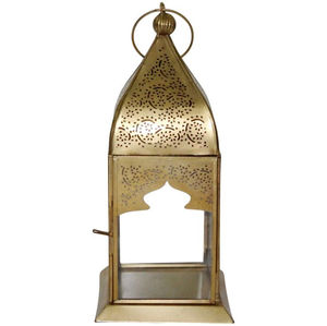 <b>Light</b> <b>Blue</b> Finished Metal and Glass Moroccan Candle Lantern For Home Villa Ramadan Lighting Decoration Candle Lantern - Product Image 6