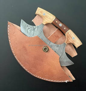 Cuchillo de Damasco tradicional completo Tang multiusos cortador de Pizza hacha cortador de carne utilidad cortador de pizza cuchillo hacha Funda de cuero - Product Image 4