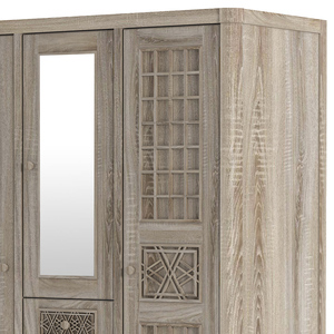 Armoire à miroir en teck massif moderne, fabriquée à la main, avec tiroirs, finition vieillie, meubles de maison, rangement de chambre à coucher, appartement - Product Image 4