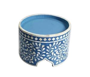 Soporte redondo de madera hecho a mano para Tartas con incrustaciones de hueso intrincado que detalla elegante exhibición decorativa para interiores de lujo - Product Image 2