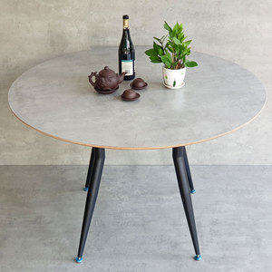 BA68168 120cm Round Dining <b>Table</b> Set Stable and Assembled <b>Wooden</b> Plywood <b>Top</b> with Tapered Iron Legs & Resin Marble Accents - Product Image 3