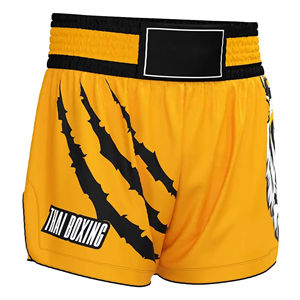 กางเกงมวยไทยขาสั้นสำหรับผู้ชายพิมพ์ลายโลโก้แบบซับลิเมตสไตล์ใหม่ล่าสุด - Product Image 3