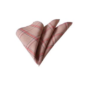 Pinky Beige <b>Red</b> Checkered Wool Woven Pocket Neck <b>Handkerchief</b> - Product Image 1