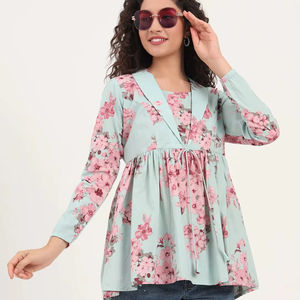 เดรสผ้าฝ้ายลายดอกไม้สีน้ำเงินวินเทจ คอเหลี่ยม ผ้าฝ้าย 100% แห้งเร็ว เป็นมิตรกับสิ่งแวดล้อม เหมาะสำหรับใส่ลำลองในฤดูร้อนและชายหาด - Product Image 1