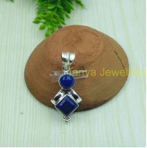 Collier avec pendentif en lapis-lazuli bleu naturel, pendentif en argent sterling 925, grand bijou en lapis-lazuli, cadeau pour femme - Product Image 6