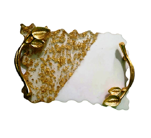 Bandeja de Servicio de Resina Epoxi DIY de Calidad con Asa de Metal y Hoja de Oro, Acabado Natural, 30x23x3CM, para Hoteles, Hogares, Cocinas y Servicio de Café - Product Image 4