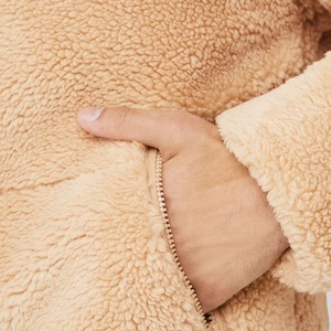 Chaqueta de Forro Polar Personalizada para Invierno, Color Sólido, Chaqueta Sherpa con Cremallera Completa y Bolsillos, Chaqueta de Forro Polar Cálida para Hombre - Product Image 5