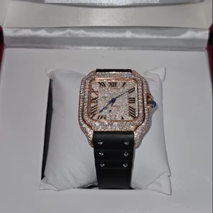 Montre de luxe pour hommes Hip Hop argent simulé diamant Tonneau bande en acier inoxydable mouvement à Quartz Style Antique pour la conception suisse - Product Image 1