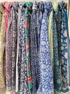 Handmade Cotton Shawl-Floral Block Print Jaipuri Unisex Summer Pareo Swim <b>Scarf</b> and Bikini Cover Assorted Lot for Women - Product Image 5