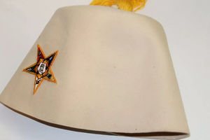 Sombrero Fez Blanco Vintage OES Eastern Star Estilo Shriner con Borla Amarilla, Sombrero Masónico de Alta Calidad, Personalizado, Más Vendido - Product Image 5